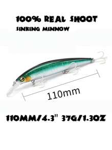 钓鱼 1 件装超远投海水沉水米诺饵 110mm 37g 钓鱼路亚鲈鱼硬饵钓鱼 Isca 人工饵 - 彩色 - 查看 6