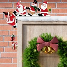 Decoraciones al por mayor Adorno de madera de Papá Noel 3D de dibujos animados para decoración de marco de puerta y esquina, mejor regalo para cumpleaños, graduación, decoración del hogar, decoraciones navideñas, decoración de habitación, decoraciones navideñas de invierno, regalos navideños, decoración navideña - Rojo - Ver 4