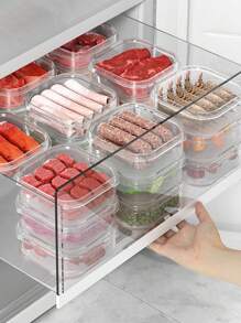 Caja de almacenamiento de carne para congelador, 350ml, para mariscos/productos cárnicos con tapa de sellado, 1 pieza - transparente - Ver 7