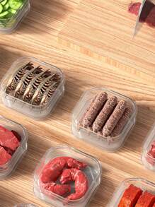 Caja de almacenamiento de carne para congelador, 350ml, para mariscos/productos cárnicos con tapa de sellado, 1 pieza - transparente - Ver 8