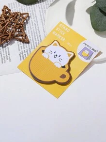 1張可愛動物卡通貓形便條紙,杯子貓訊息便條紙具有創意多種用途和可拆卸的索引標籤 - 黃色 - 查看 1