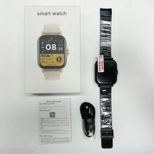 1pc Men Women Silver Stainless Steel Strap Sporty Heart Rate Monitoring And Sleep Tracking Multi-function Square Dial Smart Watch, Compatible With Androids iPhone - Silver - View 6