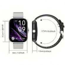 1pc Men Women Silver Stainless Steel Strap Sporty Heart Rate Monitoring And Sleep Tracking Multi-function Square Dial Smart Watch, Compatible With Androids iPhone - Silver - View 7