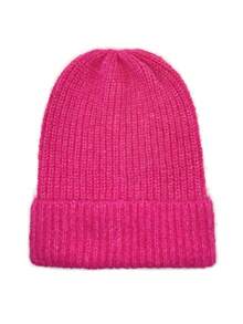 1頂女式溫暖且時尚的y2k多巴胺風格針織毛帽,適用於日常街頭使用 - 玫紅色 - 查看 3