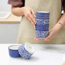 Selamica Ceramic Ramekins 4 Oz, Creme Brulee Ramekins Oven Safe, Souffle Custard Dishes/Cups for Baking, Mini Bowls for Pudding Ice Cream Dip, Set of 6, Vintage Blue - 復古藍色 - 查看 7