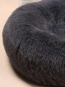 1pc Plush (non-removable) Round Thickened Warm Pet Bed, Suitable For Small To Medium-sized Cats And Dogs To Sleep Indoors In All Seasons - Dark Grey - View 5