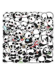 50pcs Waterproof Cute Cartoon Panda Stickers For Luggage, Skateboard, Tablet, Car Decoration - Multicolor - View 2