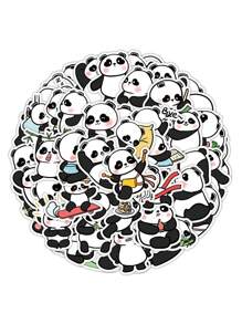 50pcs Waterproof Cute Cartoon Panda Stickers For Luggage, Skateboard, Tablet, Car Decoration - Multicolor - View 4