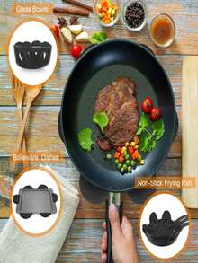 5 cái Tối Màu xám Hình hoa Chống nóng , Không trượt , Ổn định Polyester Felt Tấm lót , Thích hợp Đối với Gốm Dụng cụ nấu ăn , Chảo , Khuôn nướng , Ly Và Đồ gốm sứ - Xám - Xem 2