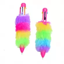 6pcs/Set Multicolor Ballpoint Pens With Plush Decor For Students, Office Supplies Back To School - Multicolor - View 6