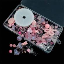 两件盒装 65 克亚克力巴洛克风格珠子，带弹性线，可制成手链、项链 - 粉色 - 查看 1