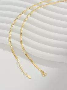 1Pc Exquisite Minimalist 925 Silver Chain Necklace Classically Nostalgic Plating 18K Gold Chain Necklace For Women