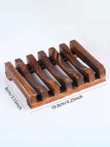 1pc Wooden Soap Dish, Vintage Soap Drain Holder For Bathroom - Ginger - View 2