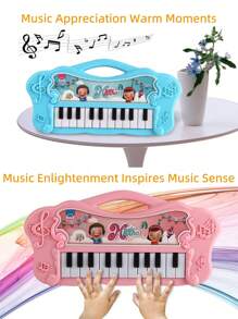 Children's Cartoon Blue Electronic Keyboard Piano Toy (battery Not Included) - Blue - View 3