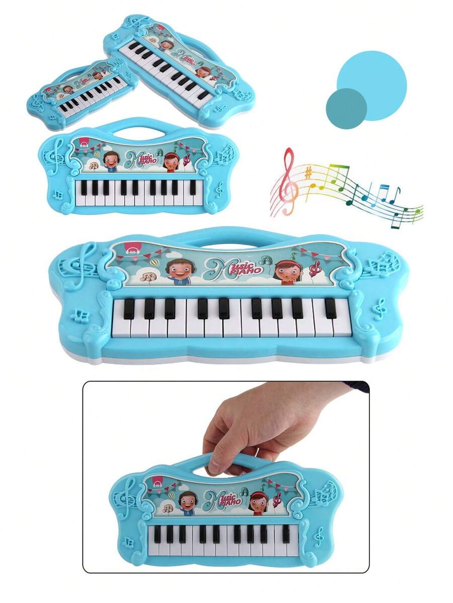 Children's Cartoon Blue Electronic Keyboard Piano Toy (battery Not Included) - Blue - View 1