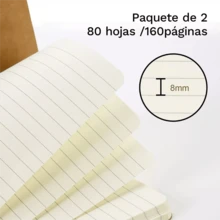 2 cuadernos encuadernados en kraft, 160 páginas, diseño en caja, cuadernos para estudiantes, agendas, material de oficina y escolar - Albaricoque - Ver 7