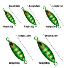 1PC 10-60g Metal Slow Jig Heavy Sinking Minnow 3D Eyes Laser Fishing Bait 5-8.5cm Fishing Trolling Lure