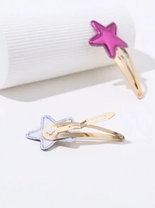 3 pezzi Fermagli per capelli a forma di stella glitterata in colori gelatinosi per ragazze - Multicolore - Visualizzare 3