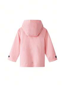 Annil Tween Girl Colour Block Letter Patched Raglan Sleeve Hooded Coat - Pink - View 4