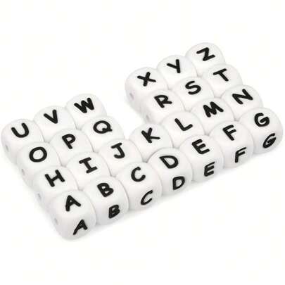 26pcs/pack 12mm Silicone Alphabet Beads Basic Jewelry Making Supplies, One Bead For Each Letter