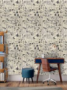 Self-adhesive Wallpaper With Vintage Newspaper Pattern - 45CM*300CM - View 4