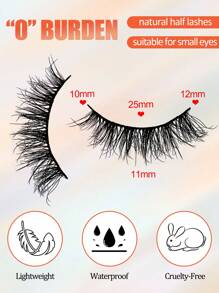 7 Pairs Full False Lashes 12mm Short Fluffy Half Lashes Faux Mink Cat Eye Look Tail Elongated Strip Lashes Strip Lashes, Lashes, Eyelashes, Fake Lashes
