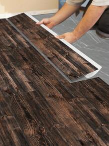 1片 5.91*35.4英寸木紋效果乙烯基地板磚貼紙,具有厚度、啞面、防水、防滑和耐磨性,用於家居裝修和牆面裝飾(剝離式貼紙) - 彩色 - 查看 1