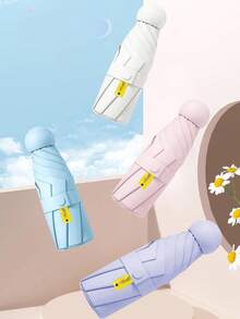 1入組超輕&迷你可折疊的雨傘,膠囊雨傘口袋雨傘,黑色膠水塗層防紫外線太陽雨傘,簡單設計雨具,太陽&雨雨傘 - 淡紫色 - 查看 4