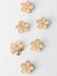 6 件裝貓眼石和水鑽裝飾花爪夾髮飾適合女士裝扮