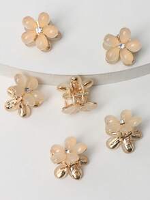 6 件裝貓眼石和水鑽裝飾花爪夾髮飾適合女士裝扮