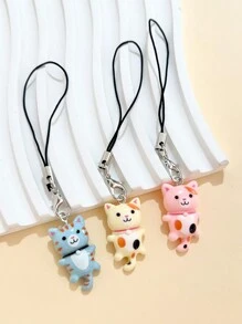 6入組可愛貓咪吊飾配繩,適用於鑰匙扣、手機鏈等(隨機發貨) - 彩色 - 查看 2