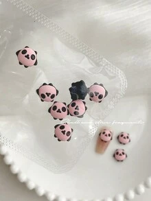 3d卡通熊貓指甲藝術裝飾,啞黑色和白色,10件合金與鑽石細節,復古和歐式風格,適用於婦女,女孩,母親,姐妹,妻子,情人,婚禮,情人節,指甲沙龍,美容院,居家/戶外diy - 彩色 - 查看 2