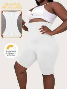 1Pc Women'S High Waist Shorts Tummy Control Plus Size Shapewear Bottoms For Base Layering - White - View 2