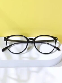 1pc Men Pc Round Glasses For Back To School Clear Glasses - Black - View 2