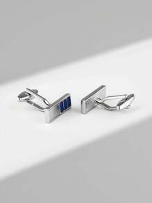 1 par de gemelos de cobre con alto brillo y con cristales de color azul marino, regalo para ocasiones especiales - azul real - Ver 3