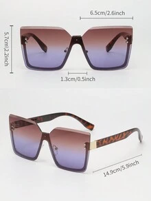 1入款女性時尚方形金屬超大型無框太陽眼鏡 - 漸層 - 查看 4