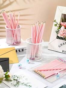 10 piezas rosado boda lápiz con Borrador de madera Lápiz HB , para escuela , arte , oficina , dibujo , dibujar , aprendiendo - Rosa - Ver 2
