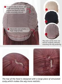 alicegarden 1 Piece Synthetic Heat-Resistant,Short Straight Wig With Bangs In Red Wigs , 12 Inches Long, Made From Fiber, Stylish Wigs, Natural And Realistic Wig - Burgundy - View 6