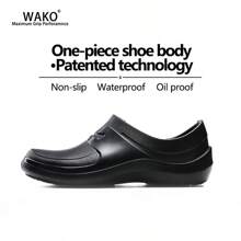 1 双 Wako 防滑食品服务厨师鞋防滑餐厅男士工作鞋轻便防水防油防滑护理工作鞋防水厨房浴室建筑医疗鞋 9023 - 黑色 - 查看 2