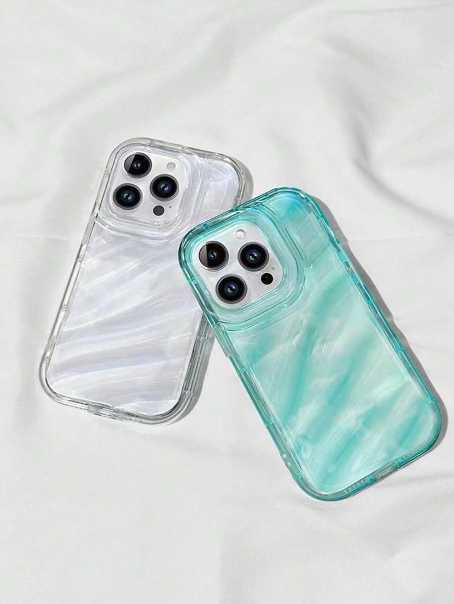 2 Peças Capa Transparente Verde Espessada de Material Texturizado, Compatível com iPhone 16, À Prova d'Água, à Prova de Choques, Anti-Queda, Resistente a Arranhões - Multicolorido - Visão 1