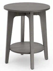 VASAGLE Beistelltisch, Sofatisch, Kleiner runder Tisch für Wohnzimmer, Nachttisch für kleine Räume mit unterer Ablage, moderner Stil - Grau - Übersicht 2