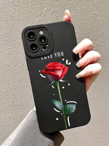 1 Miếng Đen Chống sốc TPU Điện thoại di động Loại vỏ Với Bảo vệ máy ảnh , Đỏ  Hoa hồng Love Và Mẫu mắt , Tương thích với Apple - Nhiều màu - Xem 2