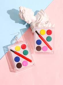 1對創意可愛的亞克力誇張涂鴉設計耳墜,可水洗可塗,適用於女性派對珠寶 - 彩色的 - 查看 3