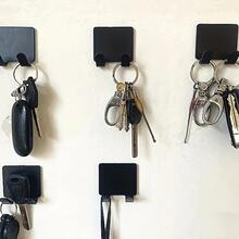 3pcs Matte Black Adhesive Hooks, Multipurpose Storage Rack For Shaver And More, No Drilling Needed - Black - View 2