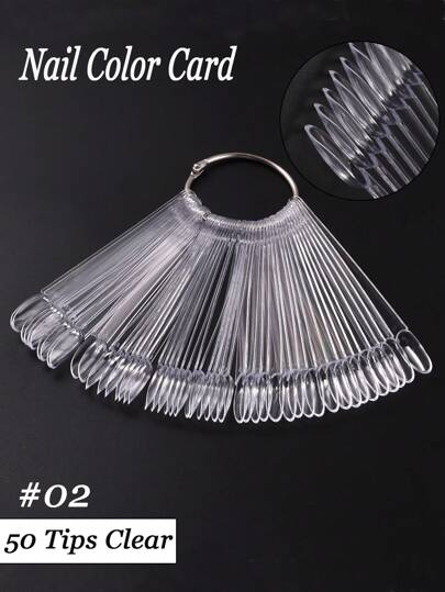 50 Piezas Tarjeta de Muestras de Uñas Transparentes Plantilla de Exhibición de Colores de Esmalte de Gel Soporte de Muestra de Consejos de Arte de Uñas Práctica de Esmalte de Uñas Paleta Acrílica para Exhibición y Práctica de Uñas en Casa