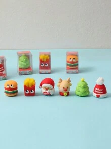 1 件随机圣诞卡通文具趣味汉堡和薯条铅笔刀 - 彩色 - 查看 7