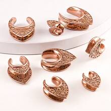 2入組復古設計不鏽鋼耳鞍擴孔穿刺墊塞,伸展耳垂身體刻度耳環珠寶 - 玫瑰金 - 查看 2