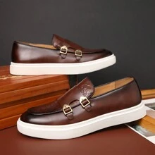 2025 Spring New Casual Leather Shoes Men, Fashion British Style Men's Breathable Flat Shoes For Summer - Brown - View 4