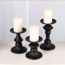 歐式簡約黑色鐵製燭台,餐桌裝飾,燭台容器,家居創意裝飾品 - 黑色 - 查看 4