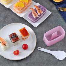 1set  Spam Musubi Mold Non Stick Rectangular Sushi Maker Mold DIY Sushi Rice Ball Kitchen Musubi Maker Onigiri Press Mold, Kitchen Stuff - Pink - View 5